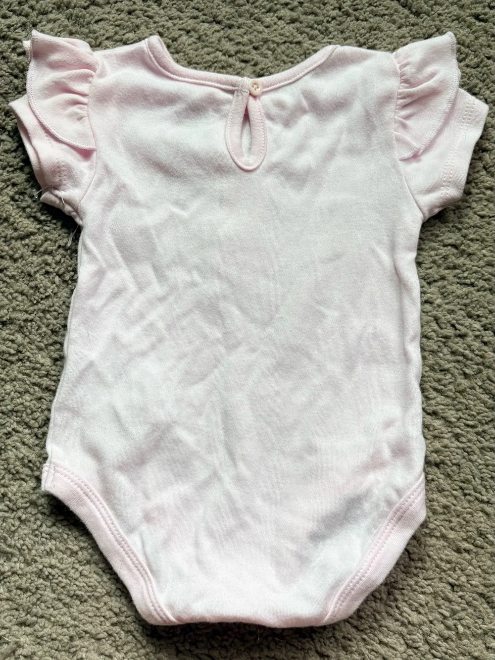 Baby Essentials Light Pink Bunny Appliqué Flutter-Sleeve One-Piece - 9M